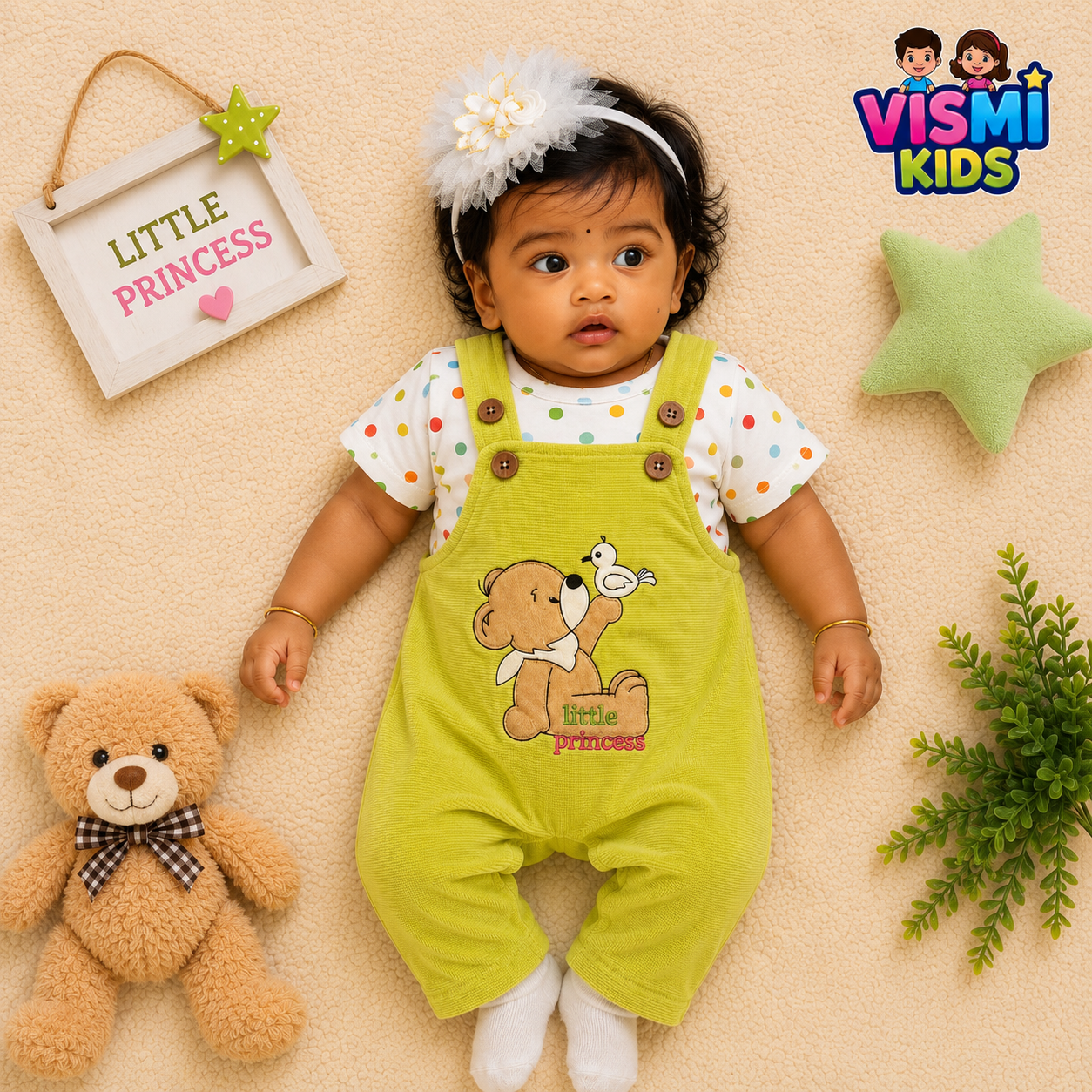 Lime Little Star Overall Set
