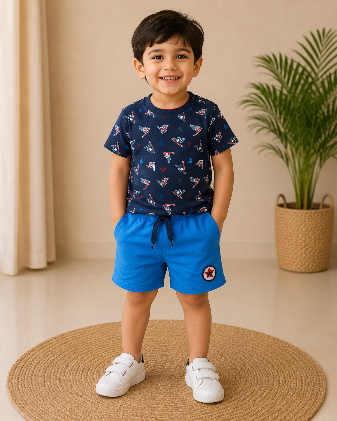 Navy Skate Print T-Shirt Set