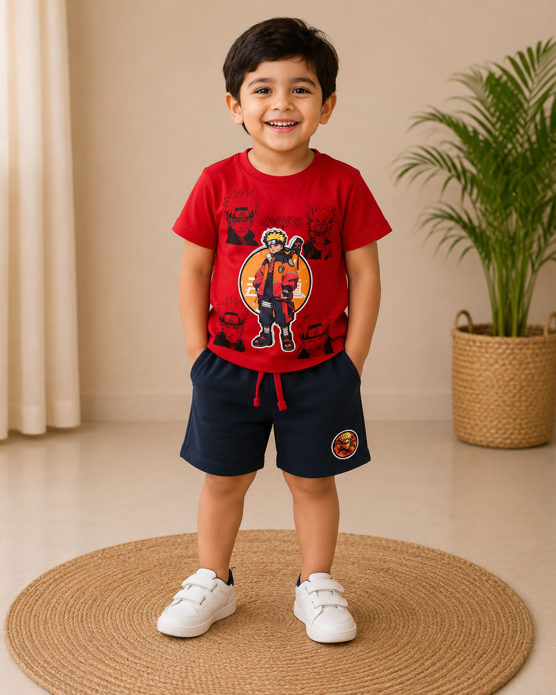 Red Character Print T-Shirt Set