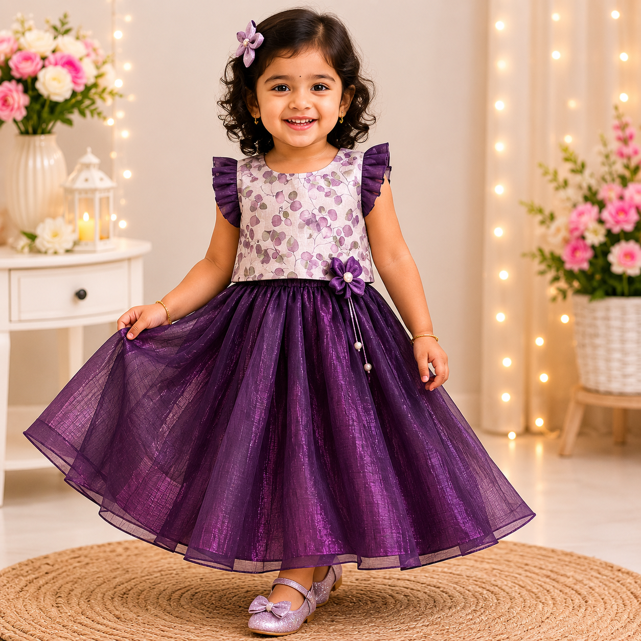 Purple Floral Celebration Gown