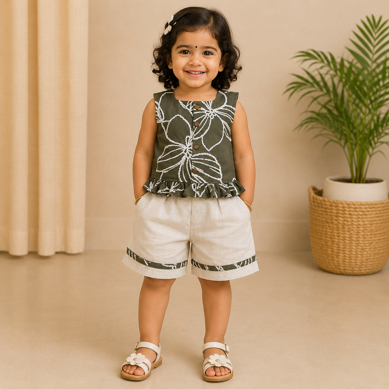 Olive Leaf Cotton Co-ord Set